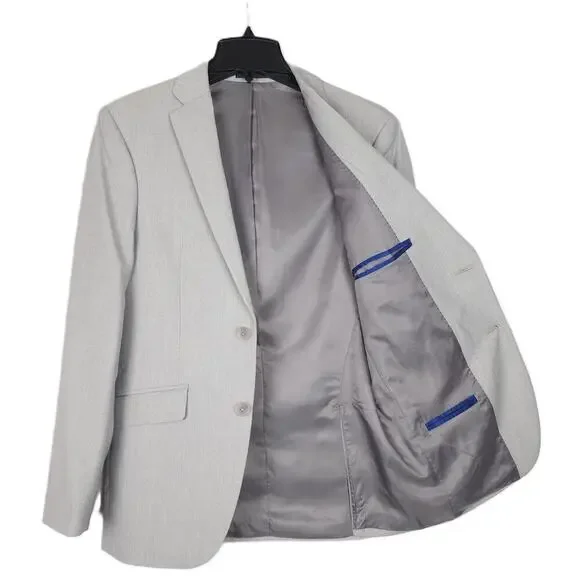 Kenneth Cole Reaction Mens Slim Fit Suit Jacket Blazer 36R Cream Stretch NWT
